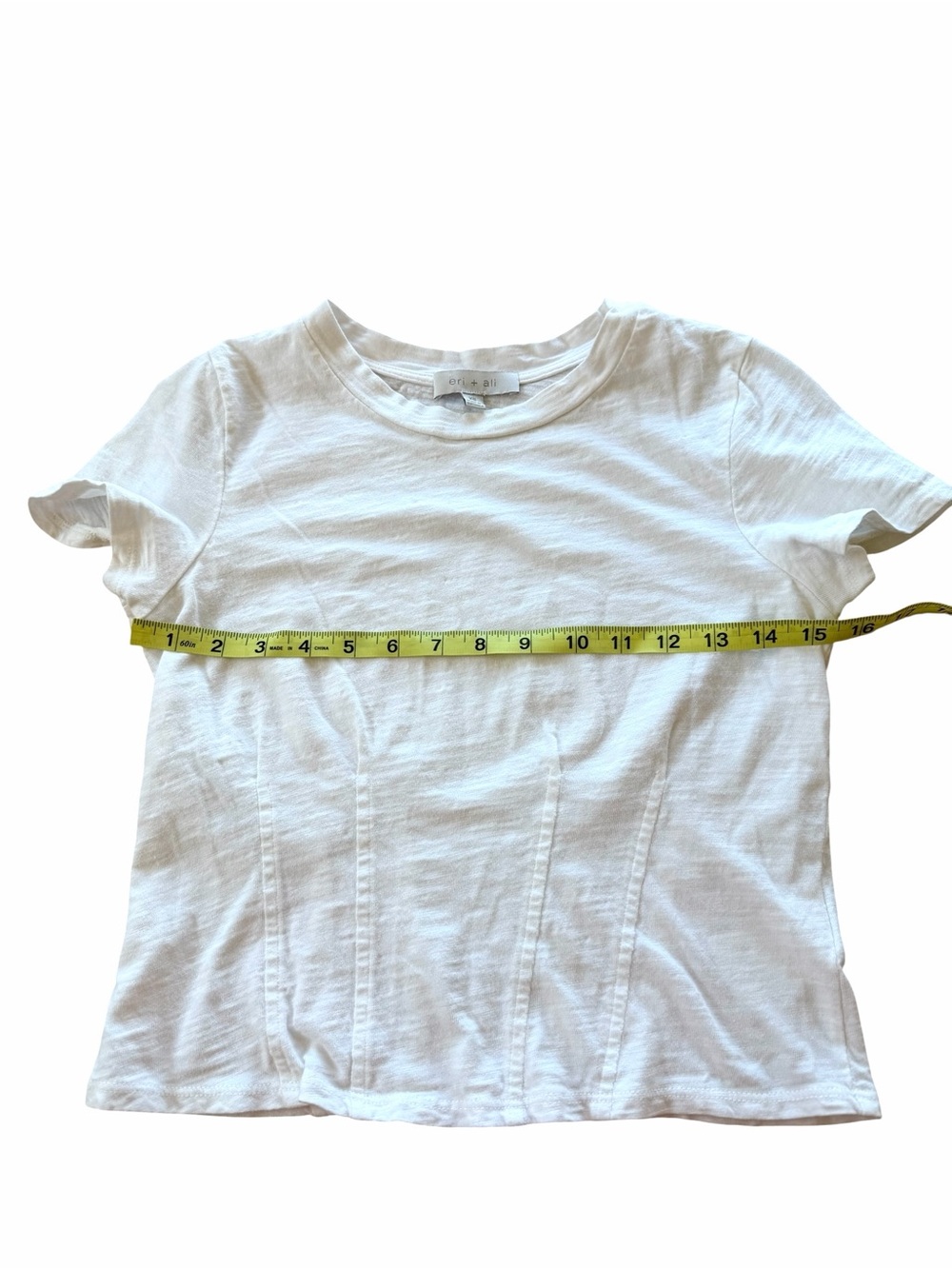 Anthropologie Eri + Ali White Crewneck Corset Short Sleeve Tee T shirt - Picture 5 of 7